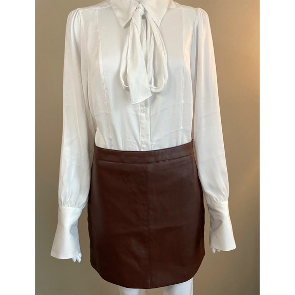 Altar'd State Chocolate Faux Leather Mini Skirt M - Picture 2 of 12